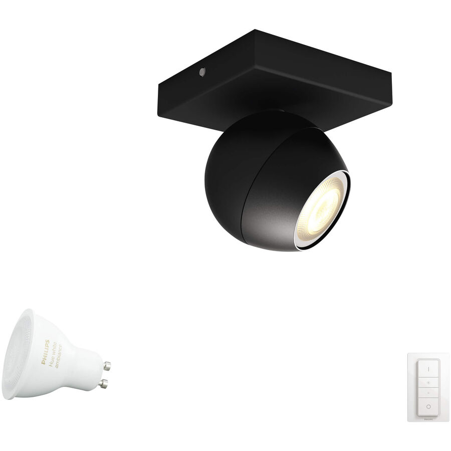 Image of Philips Hue Philips Hue LED Spot Buckram 1flg. 5047130P7, 250lm, Schwarz, inkl. Dimmschalter