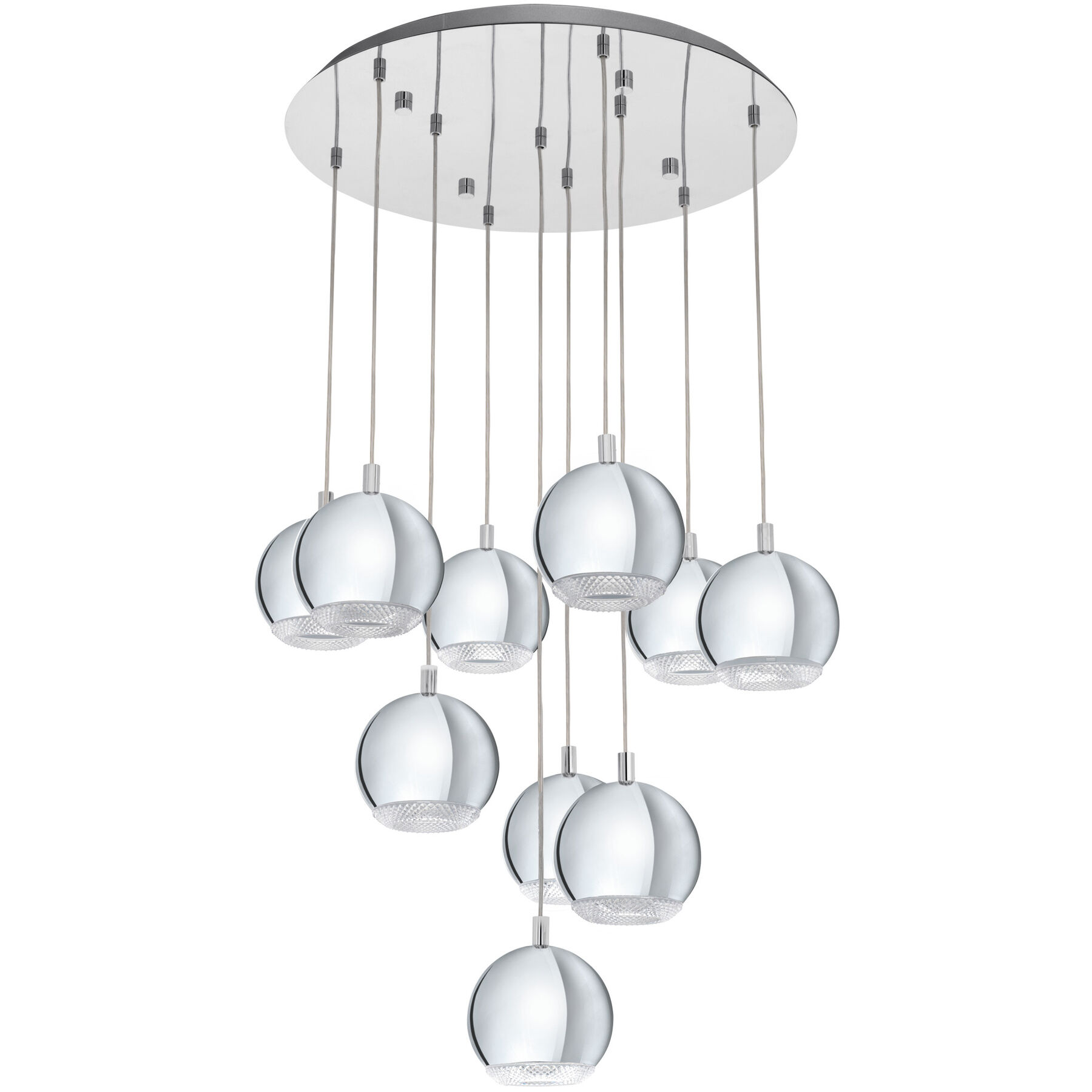 Eglo Pendellampe Conessa Grau Kunststoff 170 cm - Farbe: chrom - Material: Kunststoff/Metall - LED - Lichtfarbe: Warmweiss