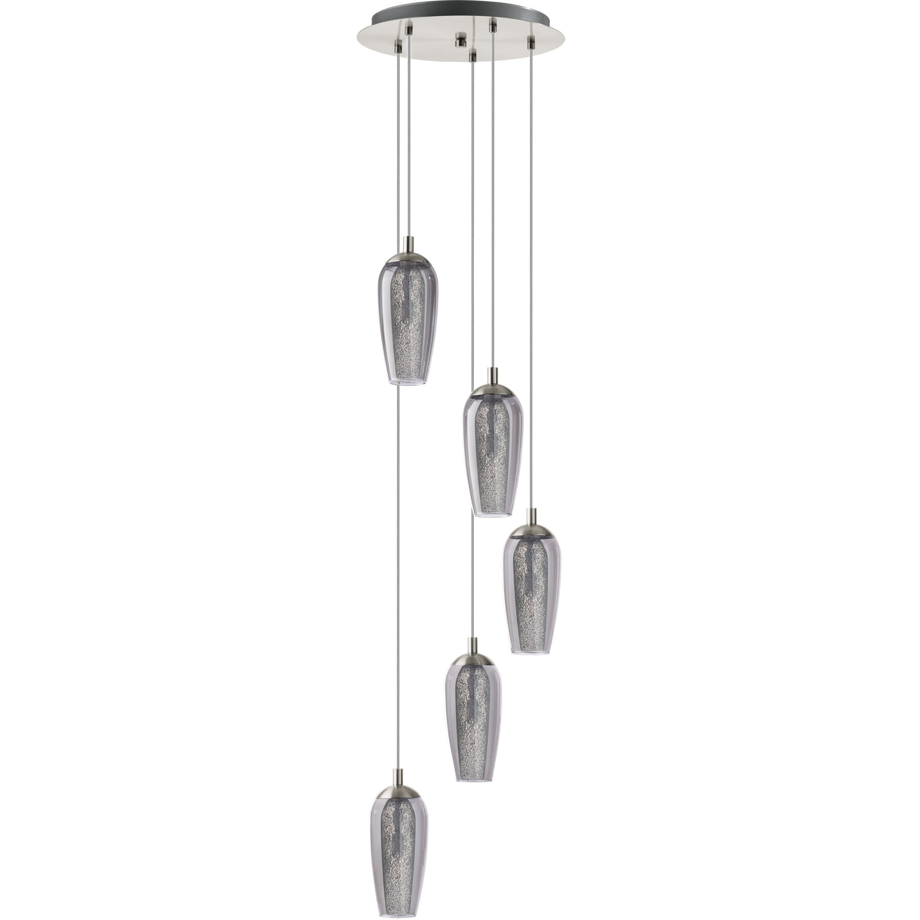 Eglo Pendellampe Farsala Grau Stahl 150 cm - Farbe: klar - Material: Stahl/ Glas - LED - Lichtfarbe: Warmweiss