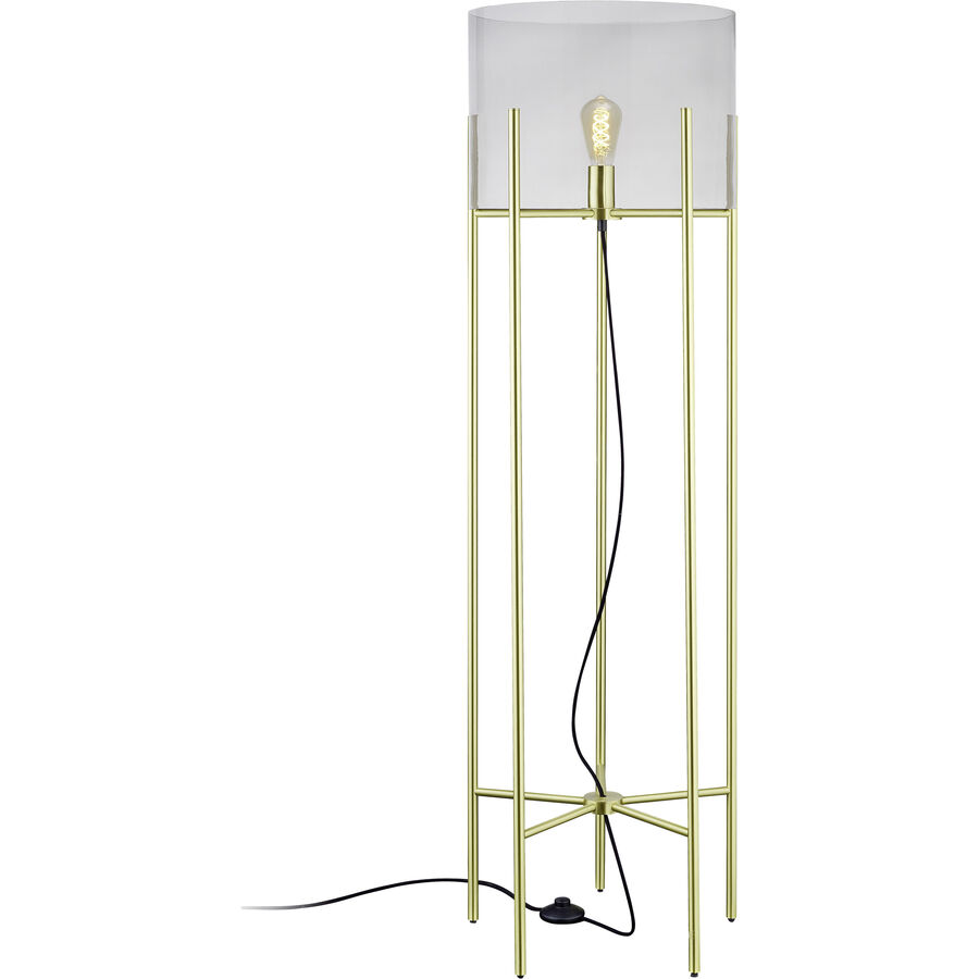 Designer-Stehlampe Bankamp Heritage E27 Messing matt H 127 cm - Farbe: Transparent/Gold - Material: Aluminium/Glas