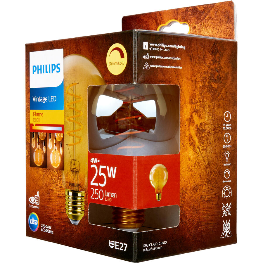 Philips Philips LEDclassic oro sostituisce 40W, E27, bianco caldo (2200 Kelvin), lampada decorativa, dimmerabile