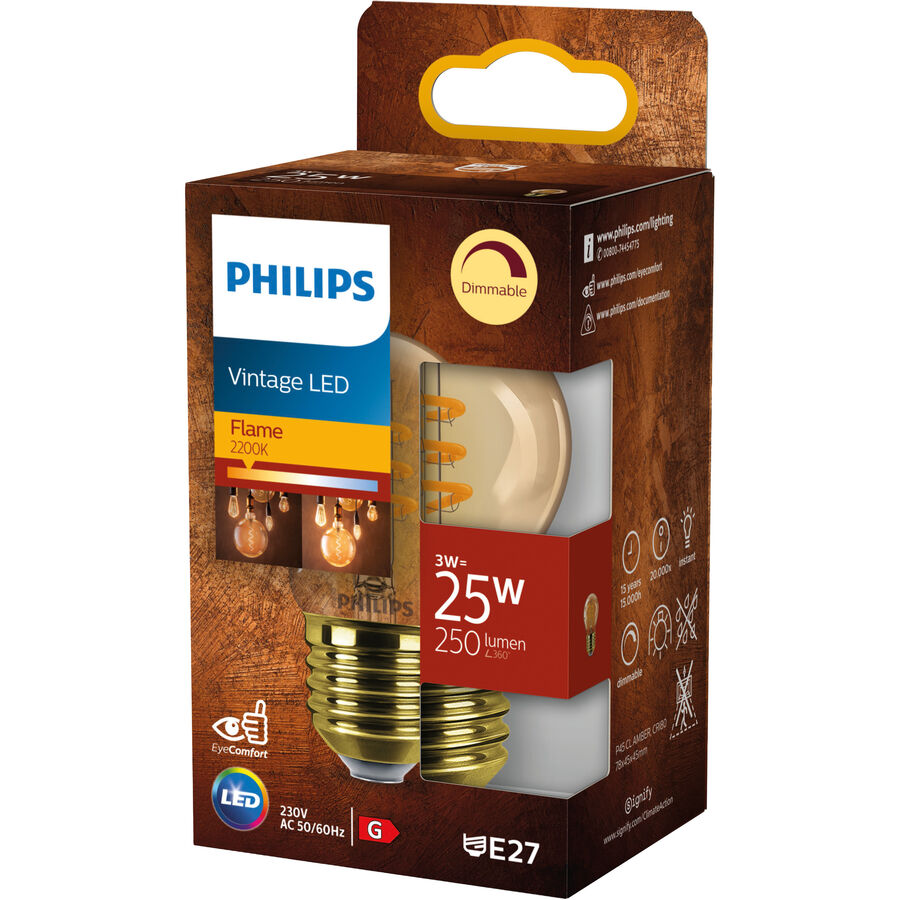 Philips Philips LEDclassic oro sostituisce 25W, E27, bianco caldo (2200 Kelvin), lampada decorativa, dimmerabile