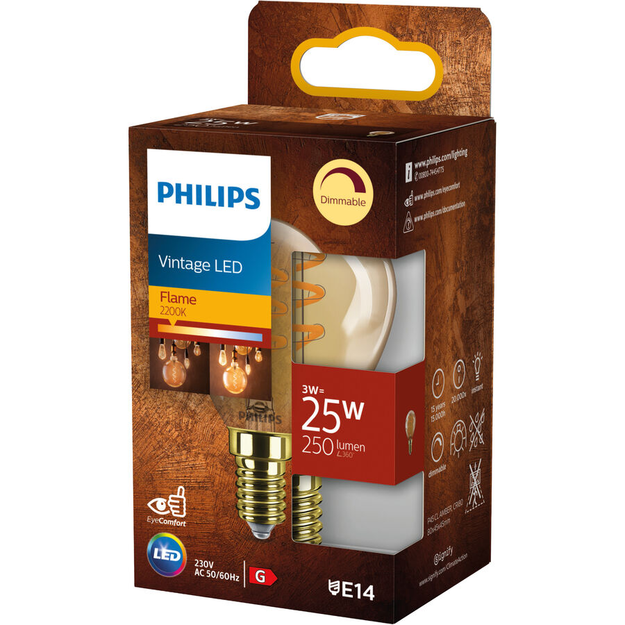 Philips Philips LEDclassic oro sostituisce 25W, E14, bianco caldo (2200 Kelvin), lampada decorativa, dimmerabile