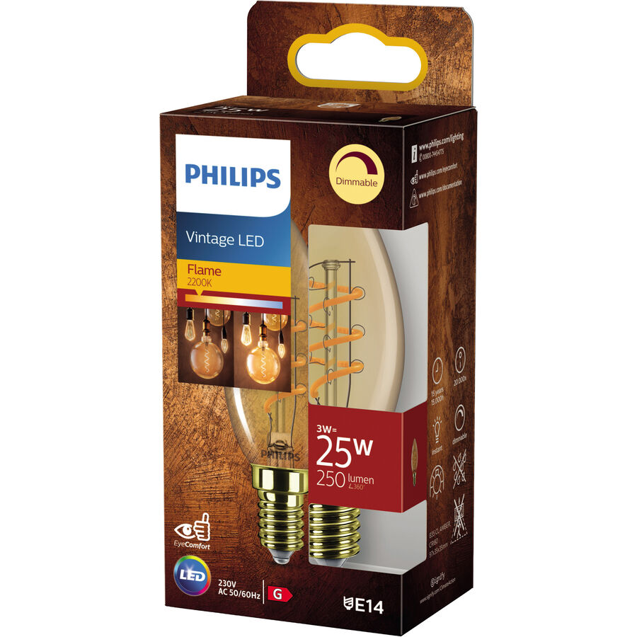 Philips Philips LEDclassic oro sostituisce 25W, E14, bianco caldo (2200 Kelvin), lampada decorativa, dimmerabile