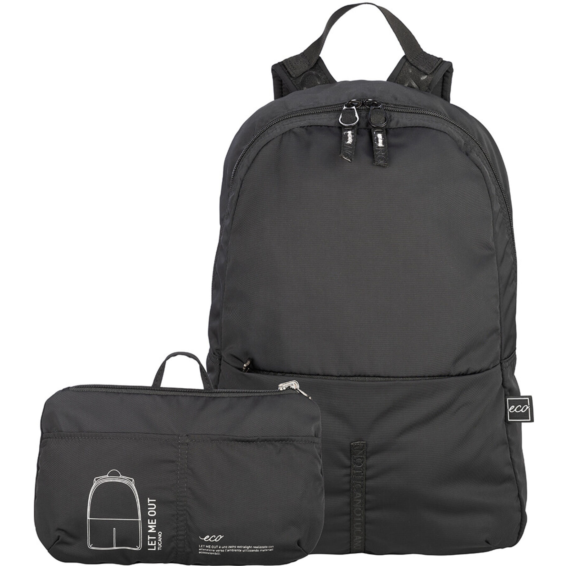 TUCANO Rucksack FOLDABLE Schwarz - Material: Aus recyceltem Material